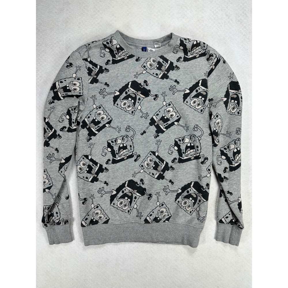 H&M Divided SpongeBob SquarePants All Over Print Sweatshirt Grey Womens XS